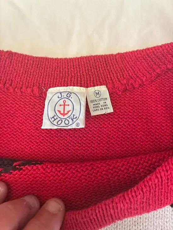 Vintage 80s J.G. Hook Red Knit Cow Graphic Short Sleeve Sweater Medium - Picture 8 of 11